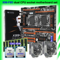 HUANANZHI X99-F8D Dual CPU Motherboard with Dual M.2 Slot Dual CPU Xeon E5 2678 V3 CPU Coolers Brand RAM 128G 8*16G DDR4 RECC