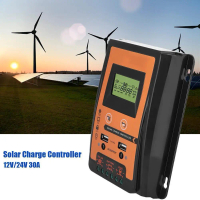 30A Solar Charge Controller with LCD Dual USB Output Economic 12V 24V Solar Panel PV Charge Regulato