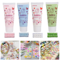 4 Colors (50ml Each) Cream Glue for DIY Crafts 4 Pcs Decoden Cream DIY Phone Case Kit with 4 Plastic