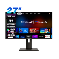 Zeuslap 27 Inch 2K 165Hz QHD Gaming IPS Monitor LED Smart TV System with Speaker for PC Computer and Gaming Use