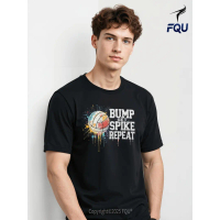 FQU Bump Set Spike Repeat Volleyball T-shirt Machine Washable Y2K gifts for Dad Men's T-Shirt