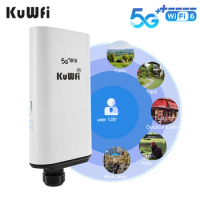 KuWFi 5G ODU Router with SIM Card Slot Wi-Fi 6 Wireless Router Gigabit Ethernet Port IP66 Waterproof Firewall Security
