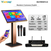 TSRVM74-22 6TB HDD 145K Mandarin Cantonese English Songs Touch Screen Karaoke Player Microphone Sound Mixing