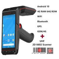 5.5 inch Handheld Android PDA Barcode Scanner with UHF RFID Mobile Data Terminal 4GB 64GB WiFi Bluetooth 4G Lte