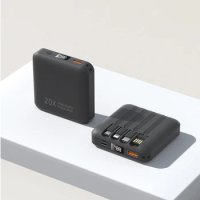 Mini Power Bank with Built in Cable Fast Charger Powerbank for iPhone Xiaomi Portable External Battery 20000mAh PD 45W Poverbank