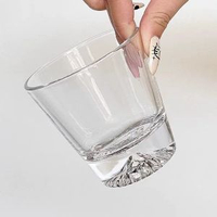 深邃黑色富士山杯小眾設計雪山杯玻璃杯創意ins風威士忌杯觀山杯