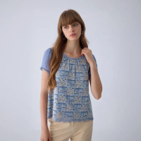 【ILEY 伊蕾】刺繡蕾絲上衣(藍色；M-XL；1242251806)