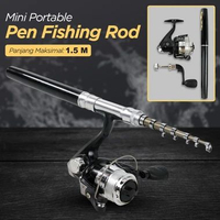 Joran Pancing Pena Mini Portable Extreme Pen Fishing Rod Length 1.5M Hitam
