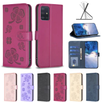 Wallet Flip Case Cover For Samsung Galaxy A51 A50 A31 A41 A20 A40 A70 A30 A71 4G 3D Lucky Grass Protect Phone Cases Card Slot