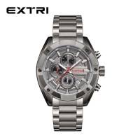 New Extri Brand Men's Watch Business Sports wristwatch Gunmetal Grey Plating Fashion Light Luxury Waterproof Watches for Men
