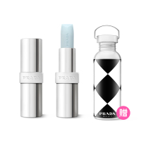 【PRADA 普拉達】潤唇膏 #U001 3.8g 加贈 beauty 棋盤圖紋不鏽鋼水瓶 500ml(平行輸入)