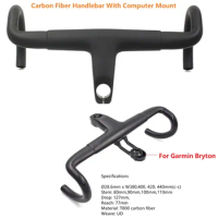 Road Carbon Fiber Handlebar 3K UD Integrated Racing Bike Handle Bent Bars 380/400/420/440mm With Garmin Bryton Computer Mount