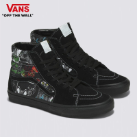 【VANS 官方旗艦】迪士尼 Sk8-Hi 男女款黑色/彩色反派角色圖案印花滑板鞋