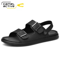 Camel Active 2022 New Summer New Men's Beach Sandals Genuine Leather Soft Bottom Massage Cushioning Casual Two-Ways Wear Sandals