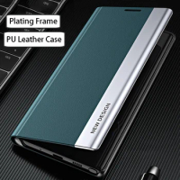 Plating Flip Case for Samsung Galaxy S23 Ultra S23 S22 S21 S20 S20FE S21FE S10 S9 Note 10 20 PU Leather + PC Wallet Stand Cover