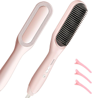 Hair Straightener Brush-Ionic Hair Brush Straightener for Women with 5 Temp SettingsFast Heating & D