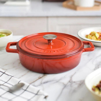 24cm Enameled Cast Iron Pot Healthy Non-stick Seafood Stew Pots Household Multi-function Simmering Pot Don't Pick Stove