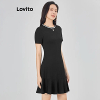 Gaun blok warna untuk wanita, hitam, L68ED172
