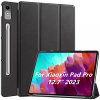 for Lenovo Xiaoxin Pad Pro 12.7 inch 2023 TB-370FU Tri-Folding Stand Smart Tablet Case For Lenovo Tab P12 Case 12 7 Cover funda