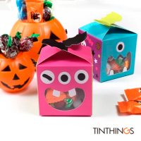 100PCS Halloween Box Monster Candy Cookie Boxes With Window Halloween Party Favors Kids Gift Gift Packaging Box For Chocolate