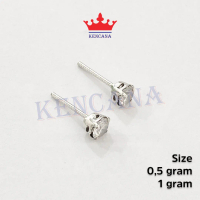 Anting Perak 925 Asli Giwang/Tusuk Permata 1 Anak & Dewasa Chrome Emas Putih
