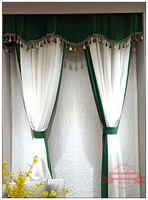 美式客廳窗簾美式鄉村客廳紗簾半透紗簾透光不透人窗簾墨綠色窗簾