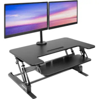 Mount-It! Standing Desk Converter with Bonus Dual Monitor Mount Included - Height Adjustable Stand Up Desk - Wide 36 Inch Sit