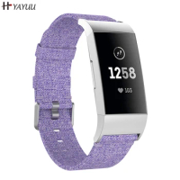 YAYUU Canvas Woven Band for Fitbit Charge 4 / Charge 3 / Charge 3 SE Band Soft Breathable Fabric Cloth Replacement Wristbands