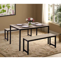 Modern Design 3 Piece Dining Set with Two Benches, Modern Dining Room Furniture Dining Table
