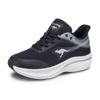 【KangaROOS】女鞋 RUN LUNAR 輕量跑鞋 輕質透氣 緩震回彈 訓練鞋(黑/白-KW41390)