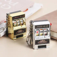 Retro Mini Fruit Slot Machine Birthday Lucky Jackpot Keychains Creative Gift Toy Safe Coin Operated Games Gambling Arcade Model