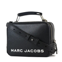 【MARC JACOBS 馬克賈伯】專櫃款 THE BOX20荔枝紋手提/斜背二用包-白字黑/小