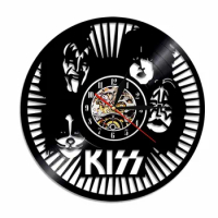 KISS Vinyl Record Wall Clock Modern Design Music Rock Band Vintage Vinyl CD Clocks Wall Watch Home Decor Gifts for Fans