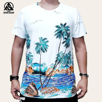 New men's T-shirt Hawaiian shirt coconut tree graphic T-shirt loose and comfortable men's short-slee