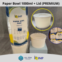 Paper Bowl 33 Oz 1000ml + Tutup Transparan @25 Pcs PREMIUM IMP