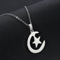 Middle East Arab moon star pendant necklace for stainless steel Men/women Muslim necklace islamic religious jewelry Gift
