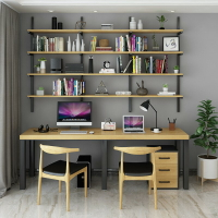 實木書桌書架一體壁掛書櫃女孩臥室兒童學習桌寫字家用電腦桌椅子