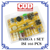 Mata Dremel Tuner Mini Rotary 105 pcs Aksesoris Gurinda Bor Botol Tamiya