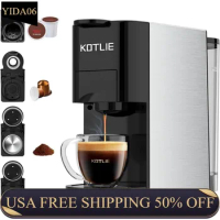 KOTLIE Single Serve Coffee Maker,4in1 Espresso Machine for Nespresso original/K cups/L'OR/Ground Coffee/illy Coffee ESE,19Bar