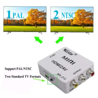 MINI HDMI to 3RCA CVBS Composite Video AV Converter Adapter TV VHS VCR DVD (white)