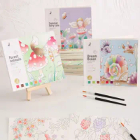 Supplies DIY Toys Gouache Art Set Drawing Book Coloring Books With Paint and Brush Blank Doodle Book Set Watercolor Paper
