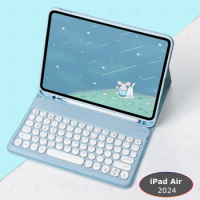 for iPad 2024 Air 6 11 inch Case PU Leather Foldable Stand Case with Keyboard for iPad Air 5 Air 4 10.9 2022 Bluetooth Keyboard