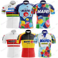 Retro Team Cube Blue Cycling Jersey Short Sleeve Men Vintage Cycling Clothing Summer Road Bike Shirt Bicycle Tops MTB Maillot