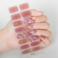Spring Summer Style Semi Cured Gel Nail Wraps Pink Gradient Gel Nail Sticker Full Cover Press on Nails Decal Decoration Sticker