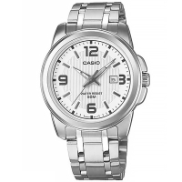 CASIO 卡西歐 / 簡約時尚 數字刻度 日期顯示 不鏽鋼手錶 白色 MTP-1314D-7A 43mm