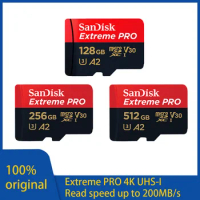 SanDisk Extreme PRO Micro SD 32GB 256G 512GB 64GB 1TB UHS-I Memory Card Micro SD TF Card 200MB/s C10 U3 V30 A2 4K for Camera DJI
