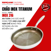 Chảo inox cạn lòngTitanium JIWON G2820 inox 316 chống dính tự thân, không cần tôi chảo