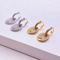 【MoonDy】耳環 飾品 女生耳環 鑲鑽 豬鼻子耳環 小香風 法式耳環 垂墜耳環 顯瘦 耳飾 歐美風 氣