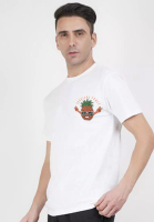 QuirkyT 热带水果图案白色棉质短袖标准版型 T 恤