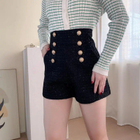 MODAMYTH LB002 - Celana Pendek Wanita Bahan Tweed Highwaist Short Pants Casual